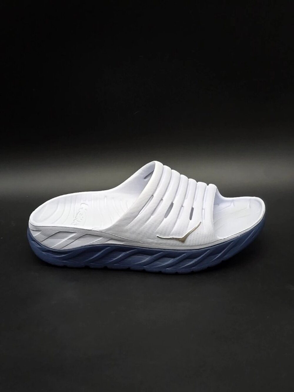 Hoka One One White and Blue Slide Sandals - Picture 6 of 14